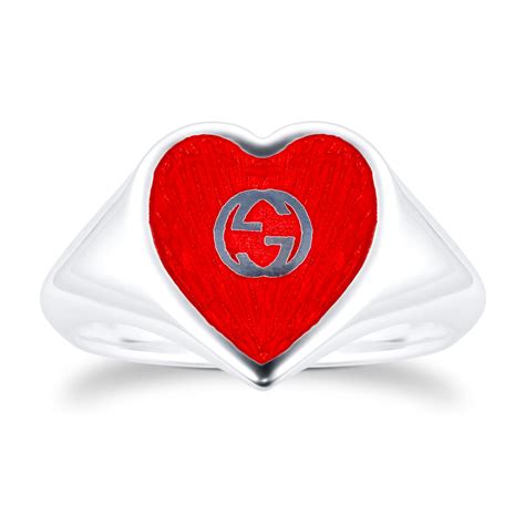 gucci interlocking g ring in silver|gucci heart ring for sale.